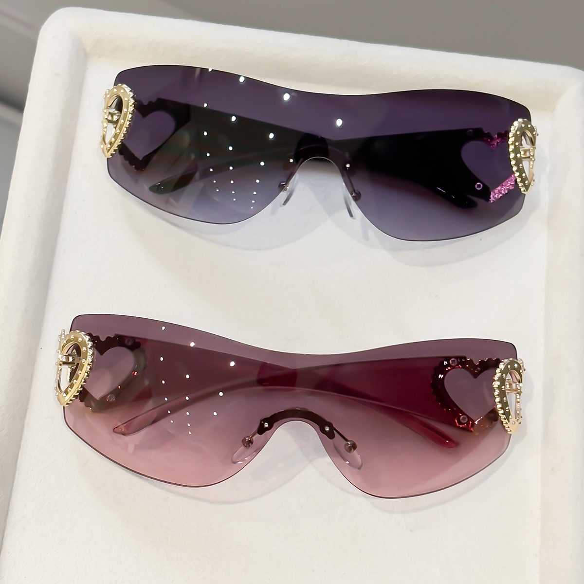 Photography Fashion - 2pcs Y2K Integrated Frameless Glasses, Double
