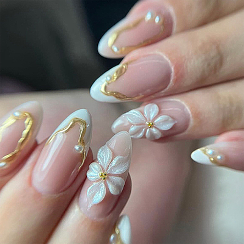 Photography Tips - 24pcs Flower Long Almond Press on