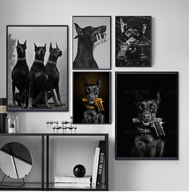 Photography Fashion - Modern Fashion Black Doberman Dog with