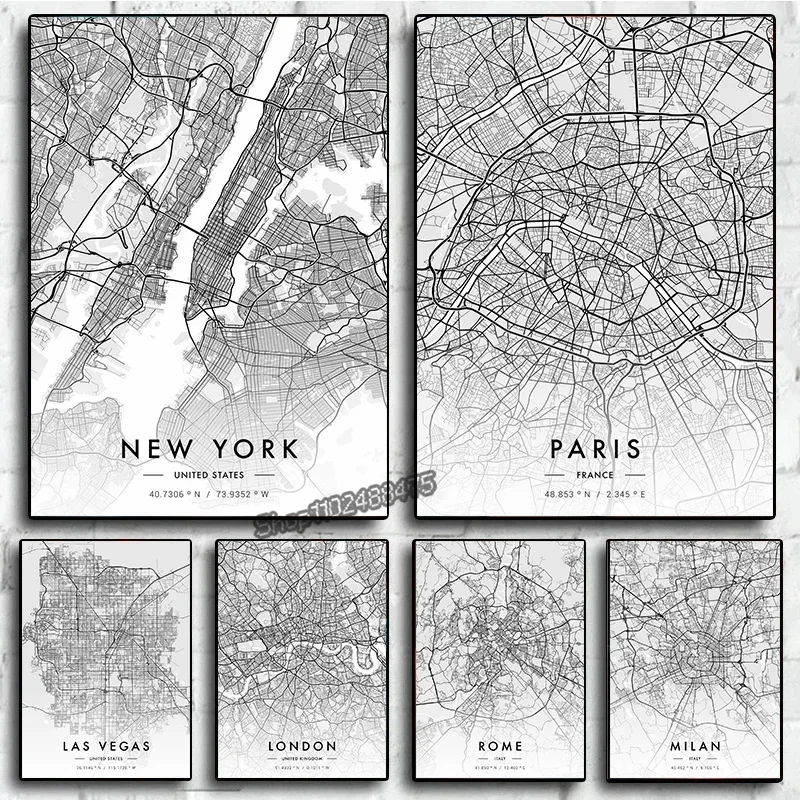City Map Artwork Paris New Yor - Photography New York ulasan dan harga