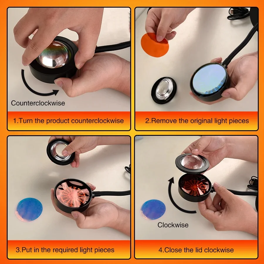 Sunset Lamp Night Light Multi  - Photography Bulb ulasan dan harga