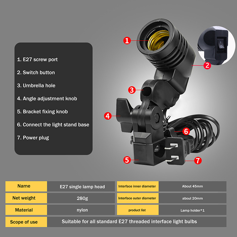E27 AC Socket Lamp Single Head - Photography Bulb ulasan dan harga