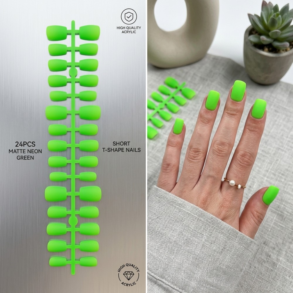 24PCS Matte Neon Green Short T - Photography Tips ulasan dan harga